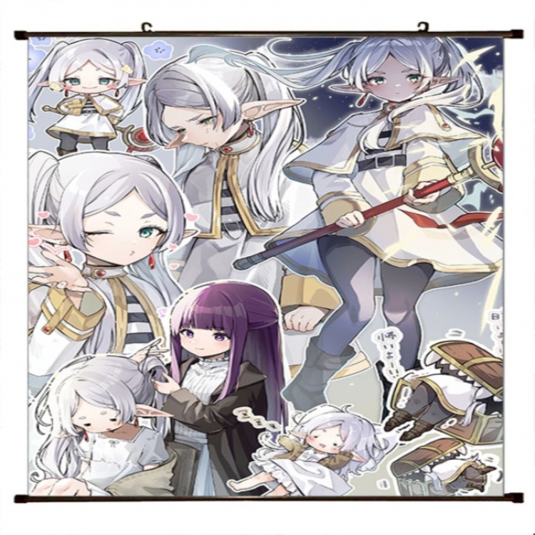 Frieren: Beyond Journey's Anime black Plastic rod Cloth painting Wall Scroll 60X90CM 