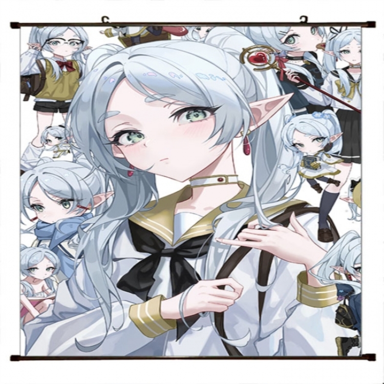 Frieren: Beyond Journey's Anime black Plastic rod Cloth painting Wall Scroll 60X90CM 