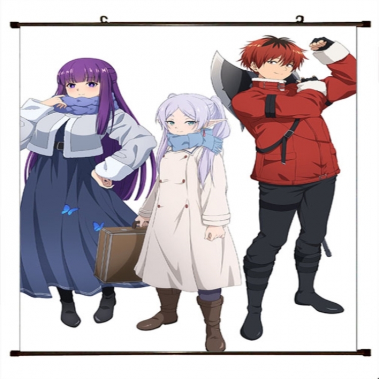 Frieren: Beyond Journey's Anime black Plastic rod Cloth painting Wall Scroll 60X90CM 