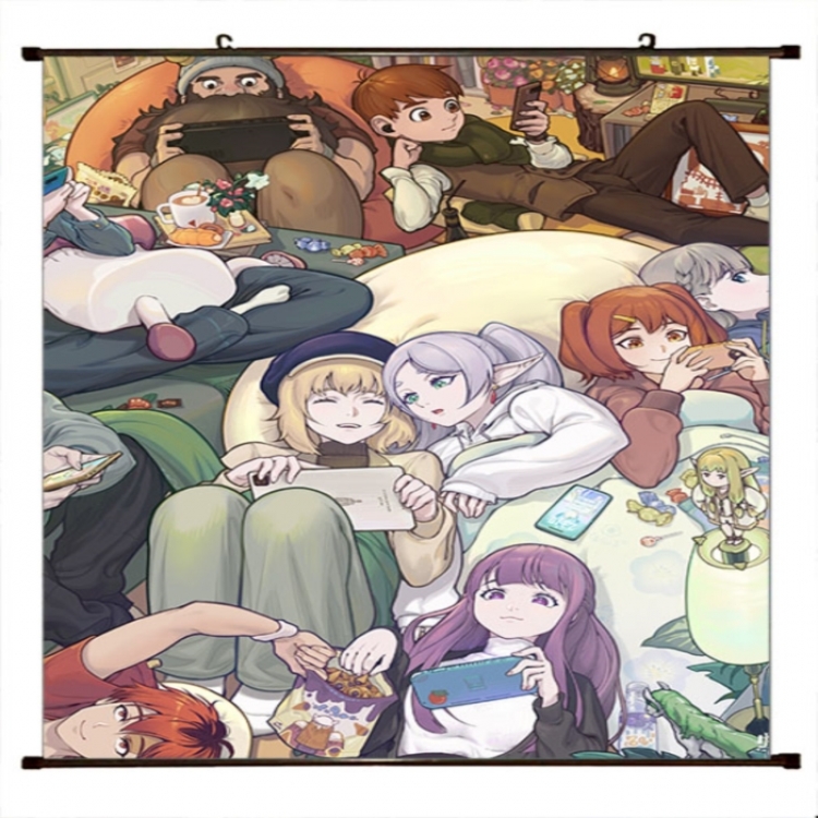 Frieren: Beyond Journey's Anime black Plastic rod Cloth painting Wall Scroll 60X90CM 