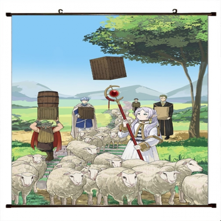 Frieren: Beyond Journey's Anime black Plastic rod Cloth painting Wall Scroll 60X90CM 