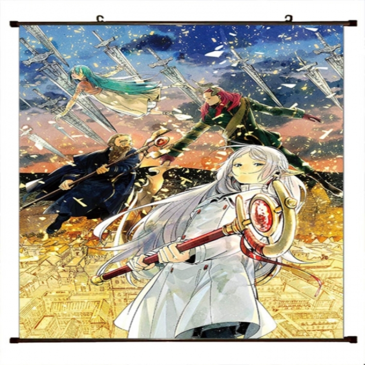 Frieren: Beyond Journey's Anime black Plastic rod Cloth painting Wall Scroll 60X90CM 