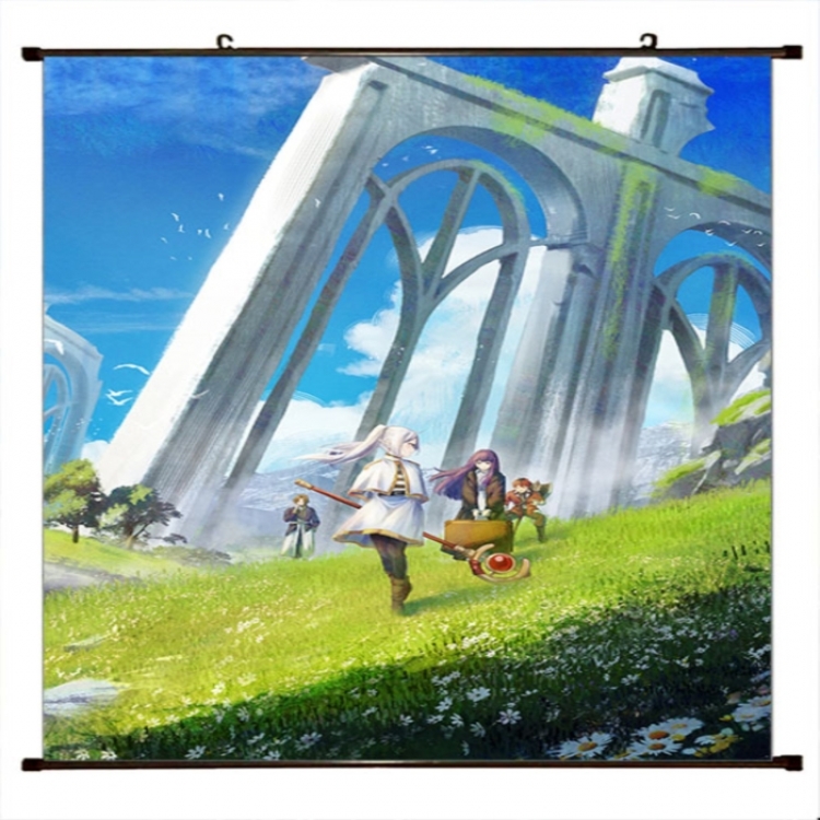 Frieren: Beyond Journey's Anime black Plastic rod Cloth painting Wall Scroll 60X90CM 