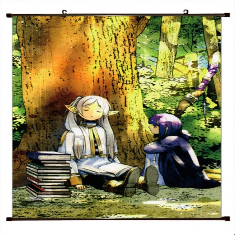 Frieren: Beyond Journey's Anime black Plastic rod Cloth painting Wall Scroll 60X90CM 