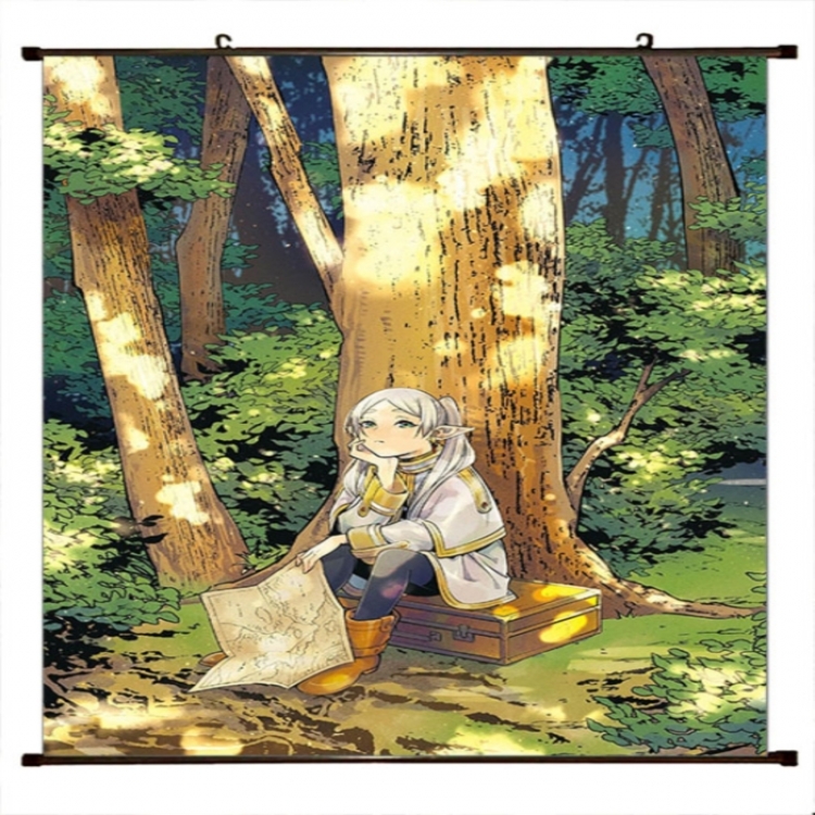 Frieren: Beyond Journey's Anime black Plastic rod Cloth painting Wall Scroll 60X90CM 