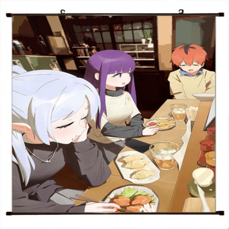 Frieren: Beyond Journey's Anime black Plastic rod Cloth painting Wall Scroll 60X90CM 