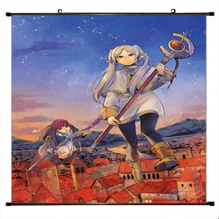 Frieren: Beyond Journey's Anime black Plastic rod Cloth painting Wall Scroll 60X90CM