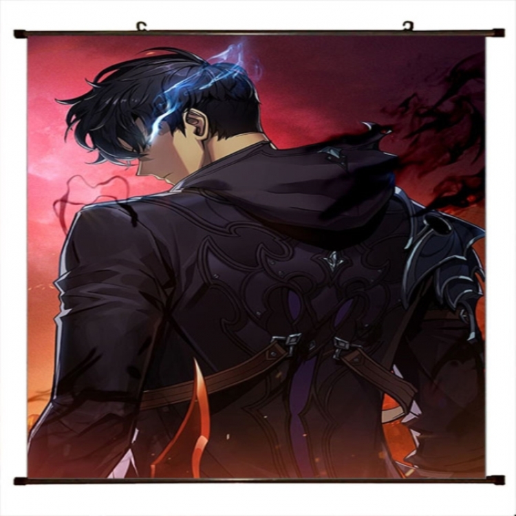 Solo Leveling:Arise Anime black Plastic rod Cloth painting Wall Scroll 60X90CM 
