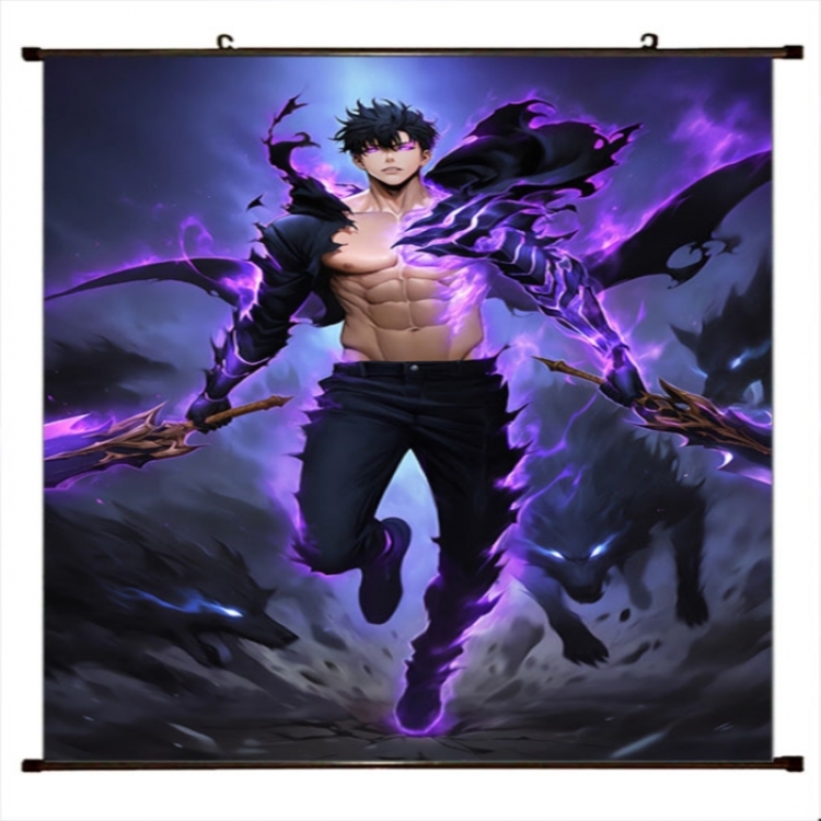 Solo Leveling:Arise Anime black Plastic rod Cloth painting Wall Scroll 60X90CM 