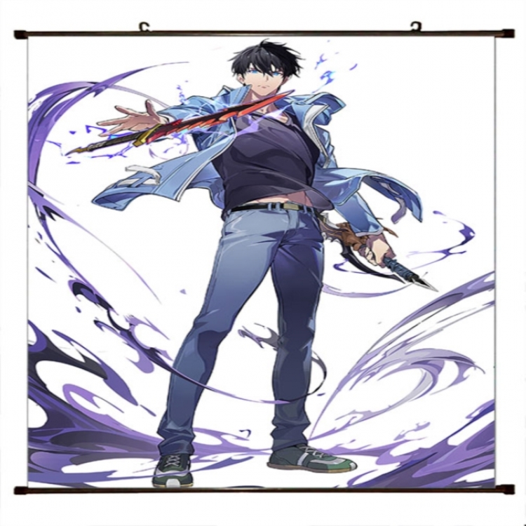 Solo Leveling:Arise Anime black Plastic rod Cloth painting Wall Scroll 60X90CM 