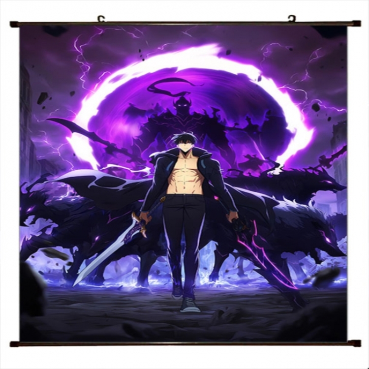 Solo Leveling:Arise Anime black Plastic rod Cloth painting Wall Scroll 60X90CM 