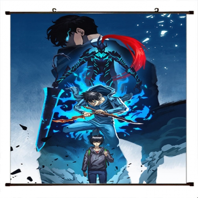 Solo Leveling:Arise Anime black Plastic rod Cloth painting Wall Scroll 60X90CM 