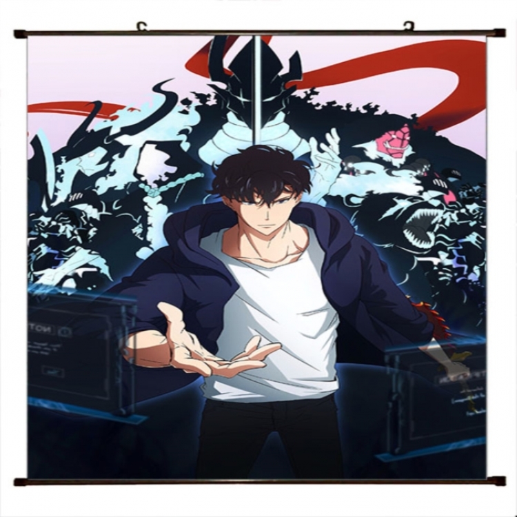 Solo Leveling:Arise Anime black Plastic rod Cloth painting Wall Scroll 60X90CM 