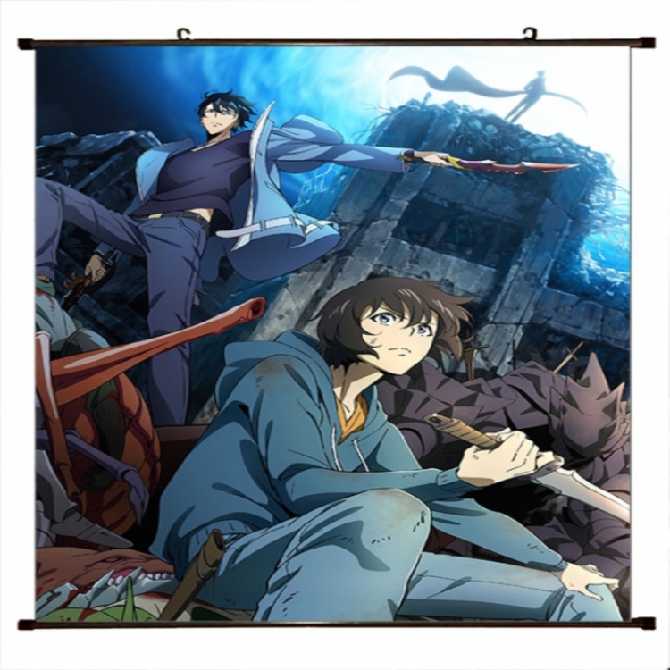 Solo Leveling:Arise Anime black Plastic rod Cloth painting Wall Scroll 60X90CM 