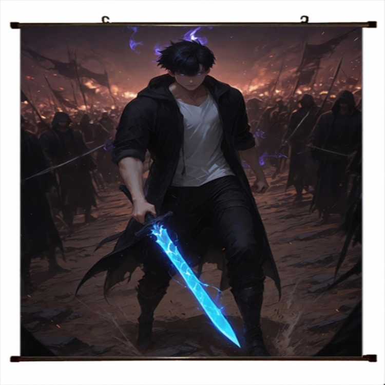 Solo Leveling:Arise Anime black Plastic rod Cloth painting Wall Scroll 60X90CM 