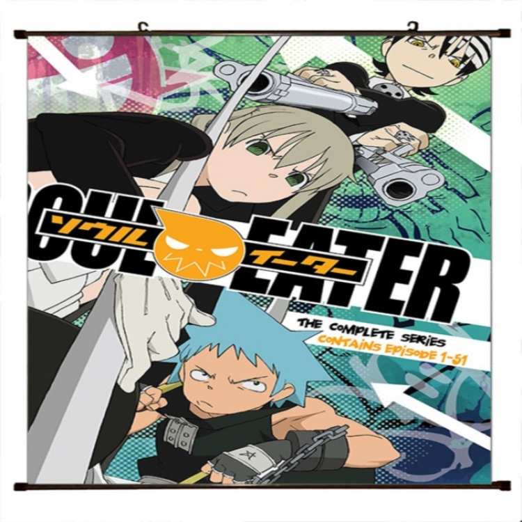 Soul Eater Anime black Plastic rod Cloth painting Wall Scroll 60X90CM 