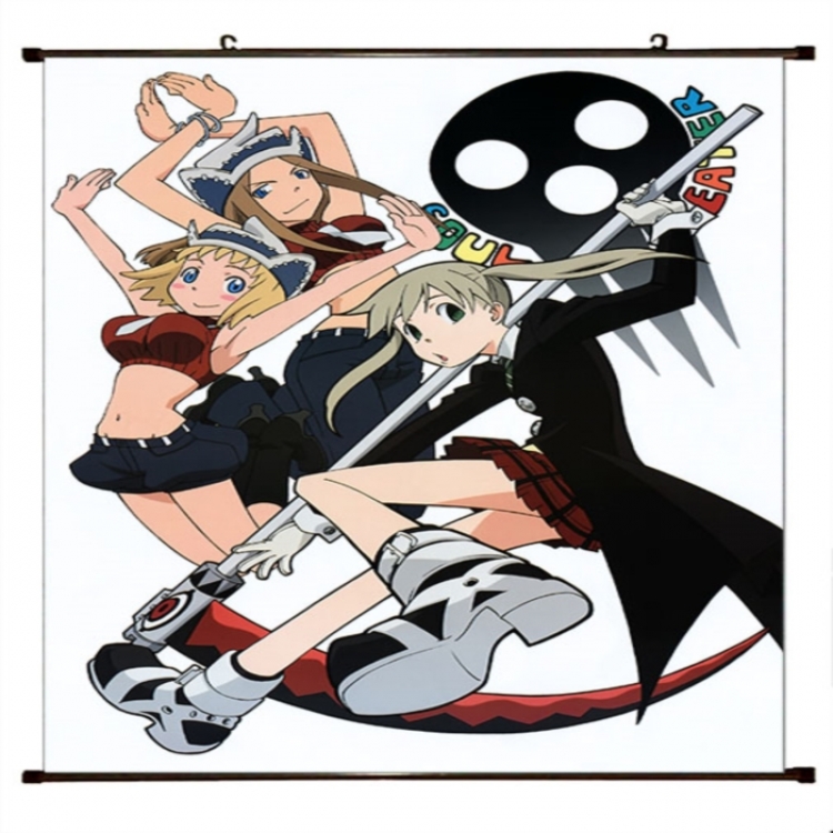 Soul Eater Anime black Plastic rod Cloth painting Wall Scroll 60X90CM 