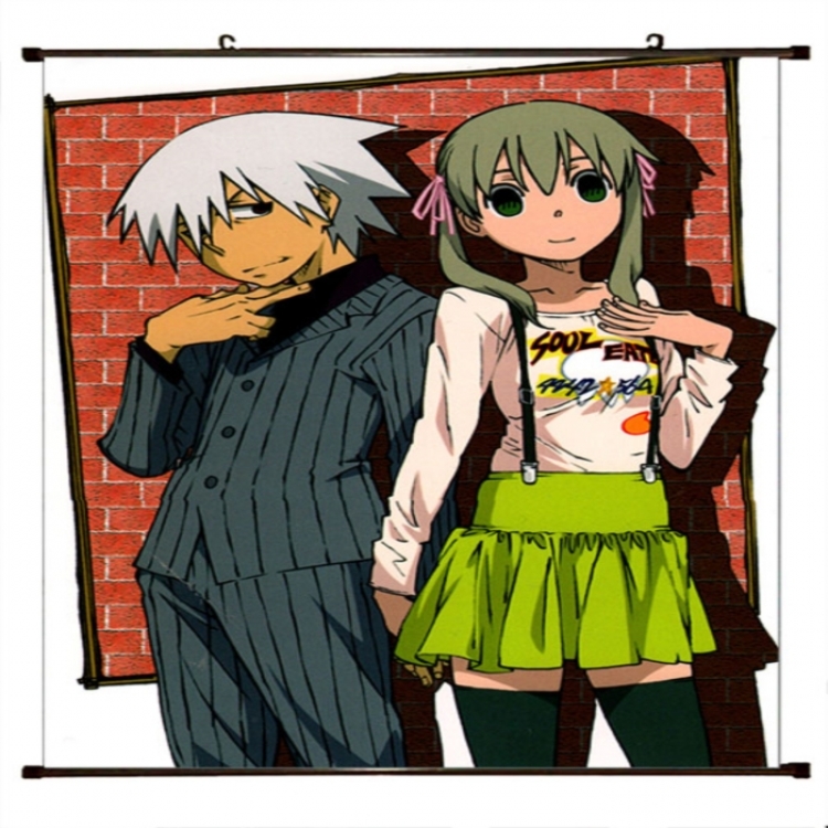 Soul Eater Anime black Plastic rod Cloth painting Wall Scroll 60X90CM 