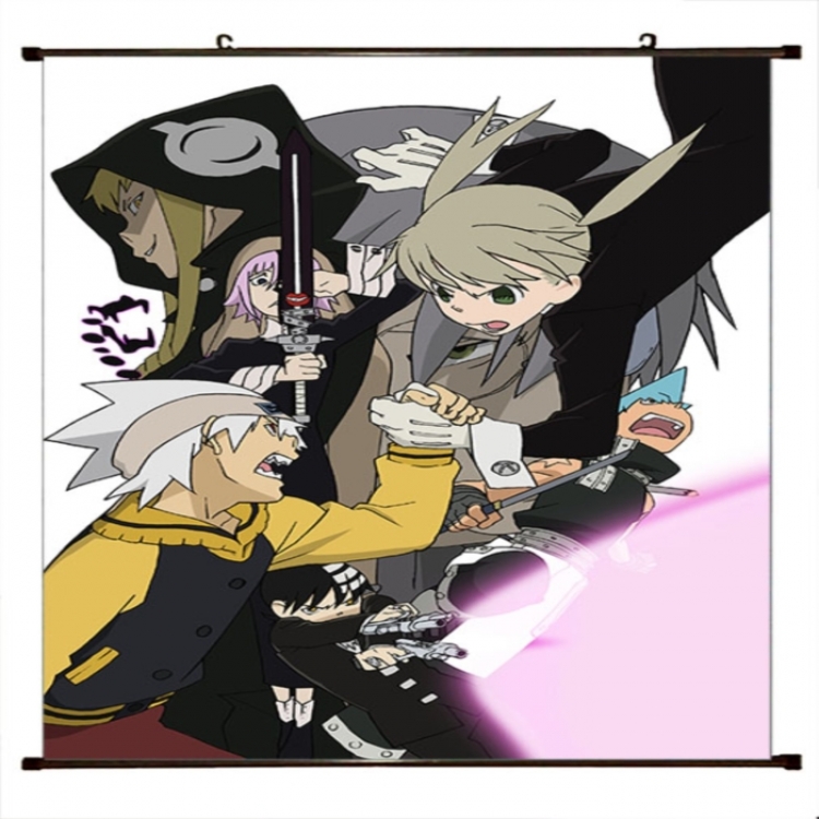 Soul Eater Anime black Plastic rod Cloth painting Wall Scroll 60X90CM 