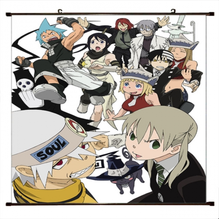 Soul Eater Anime black Plastic rod Cloth painting Wall Scroll 60X90CM 