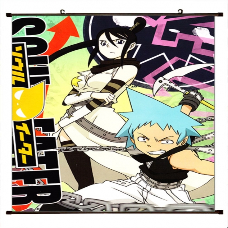 Soul Eater Anime black Plastic rod Cloth painting Wall Scroll 60X90CM 