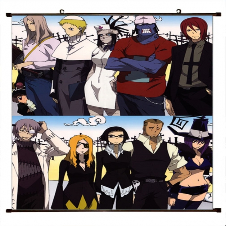 Soul Eater Anime black Plastic rod Cloth painting Wall Scroll 60X90CM 