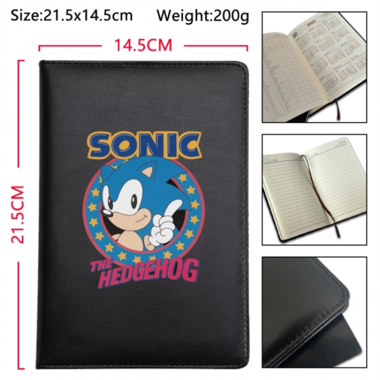 Sonic The Hedgehog Anime Printed PU Car Thread Notebook Hard Cover 21.5x14.5cm