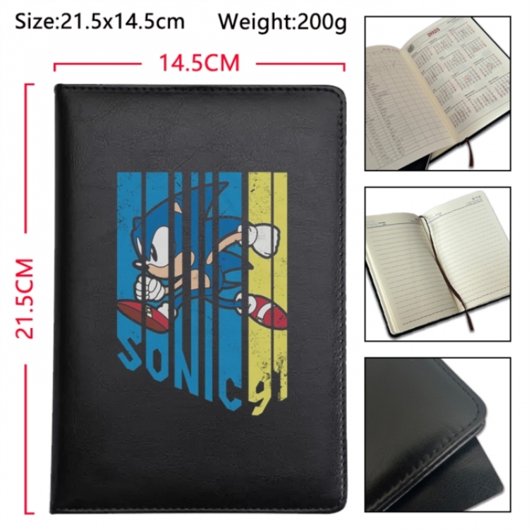 Sonic The Hedgehog Anime Printed PU Car Thread Notebook Hard Cover 21.5x14.5cm