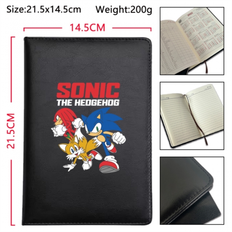 Sonic The Hedgehog Anime Printed PU Car Thread Notebook Hard Cover 21.5x14.5cm