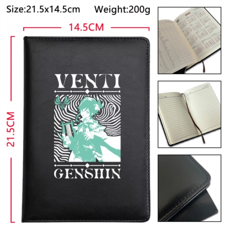 Genshin Impact Anime Printed PU Car Thread Notebook Hard Cover 21.5x14.5cm