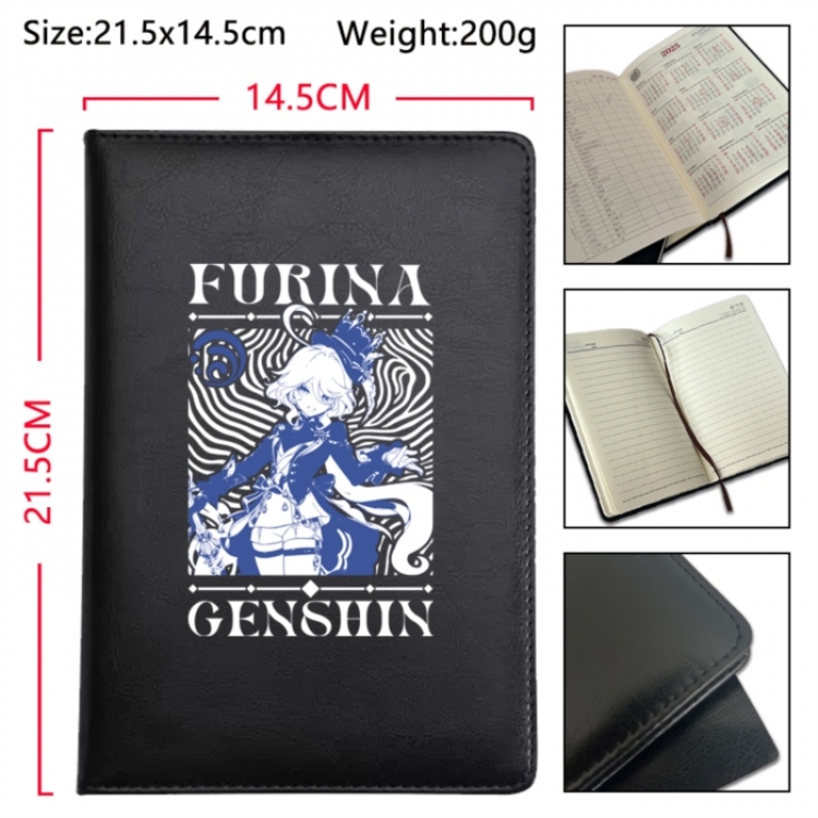 Genshin Impact Anime Printed PU Car Thread Notebook Hard Cover 21.5x14.5cm