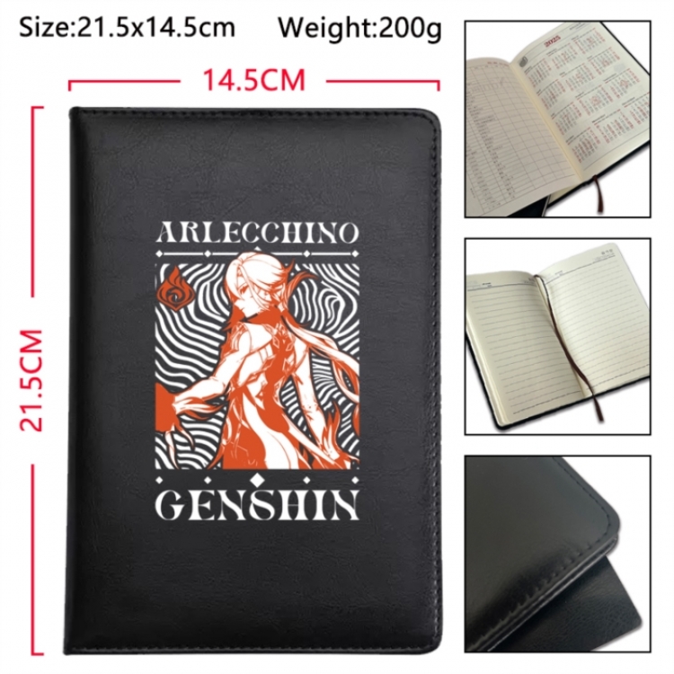 Genshin Impact Anime Printed PU Car Thread Notebook Hard Cover 21.5x14.5cm