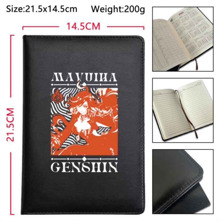 Genshin Impact Anime Printed PU Car Thread Notebook Hard Cover 21.5x14.5cm