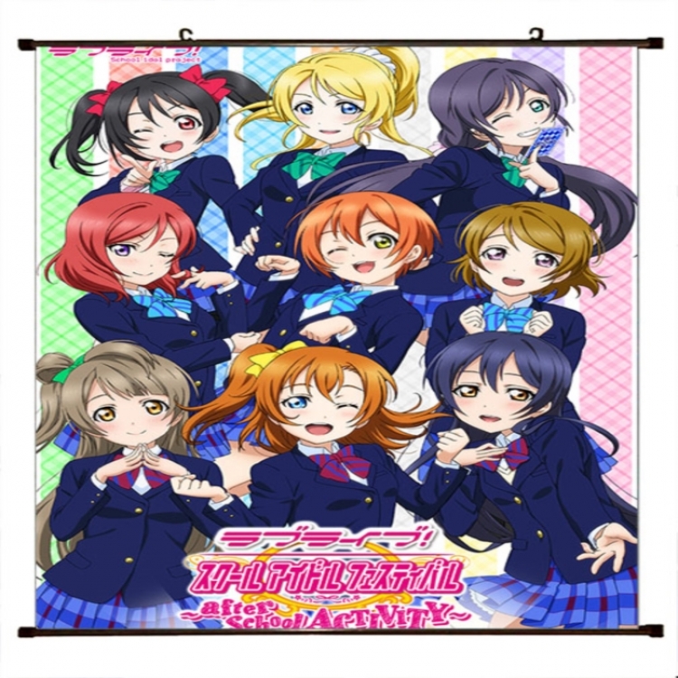 LoveLive Anime black Plastic rod Cloth painting Wall Scroll 60X90CM 