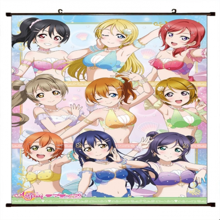 LoveLive Anime black Plastic rod Cloth painting Wall Scroll 60X90CM 