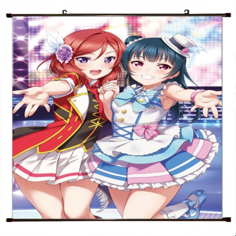 LoveLive Anime black Plastic rod Cloth painting Wall Scroll 60X90CM 