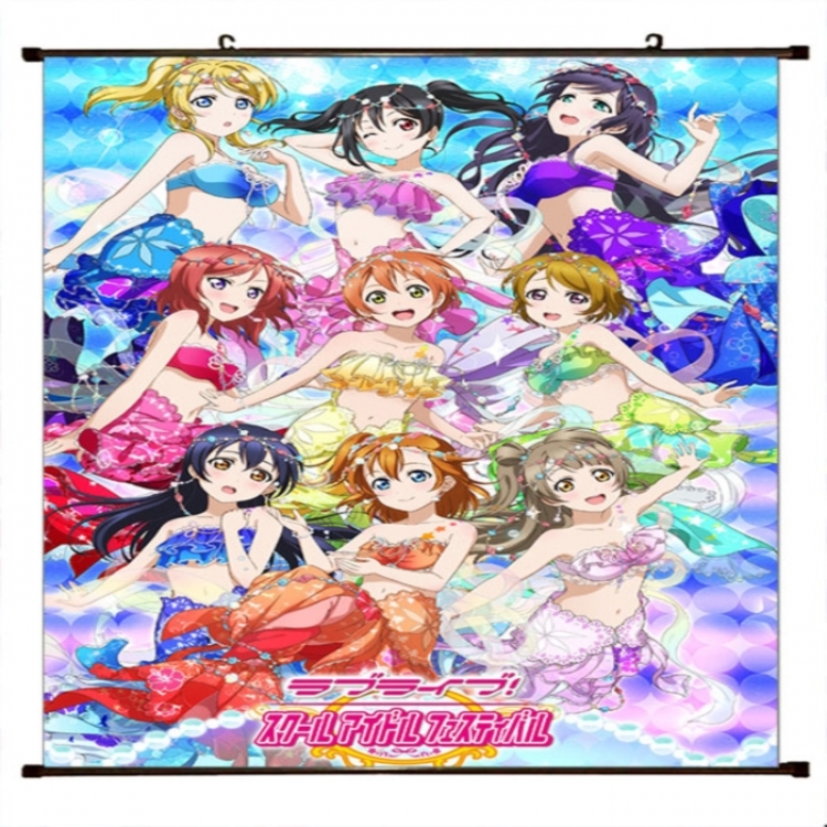LoveLive Anime black Plastic rod Cloth painting Wall Scroll 60X90CM 