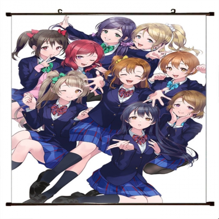 LoveLive Anime black Plastic rod Cloth painting Wall Scroll 60X90CM 