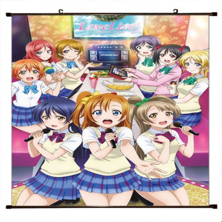 LoveLive Anime black Plastic rod Cloth painting Wall Scroll 60X90CM 