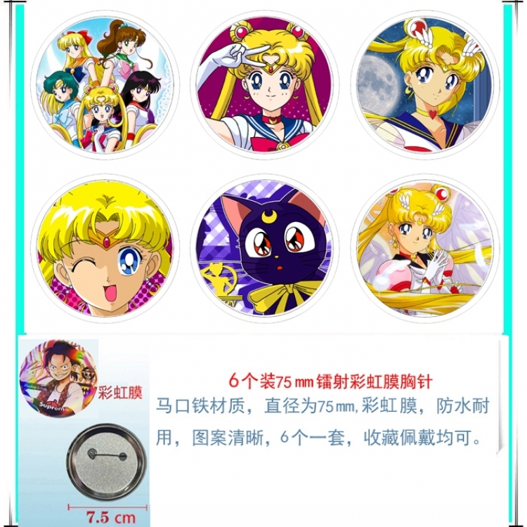 sailormoon Anime Rainbow Mask Badge Brooch 75MM a set of 6