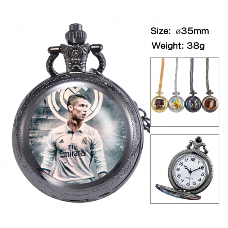Cristiano Ronaldo Anime peripheral European and American retro flip pocket watch 35mm