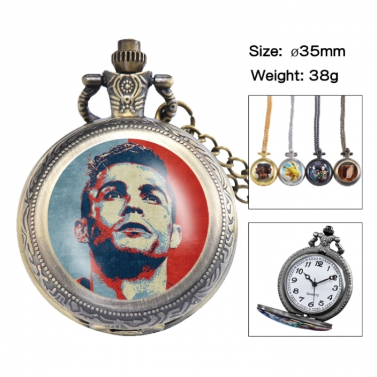 Cristiano Ronaldo Anime peripheral European and American retro flip pocket watch 35mm