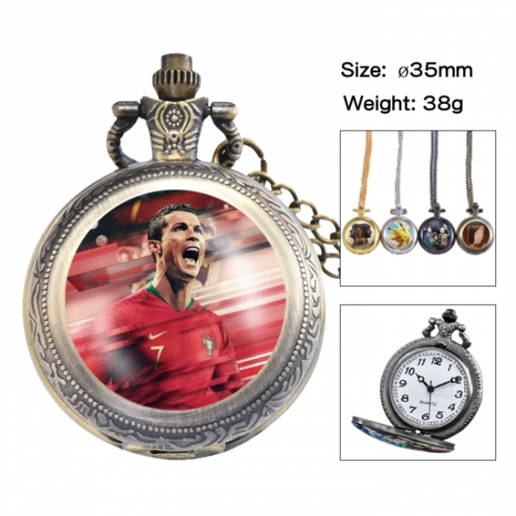 Cristiano Ronaldo Anime peripheral European and American retro flip pocket watch 35mm