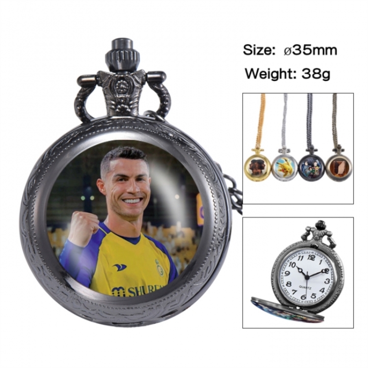 Cristiano Ronaldo Anime peripheral European and American retro flip pocket watch 35mm