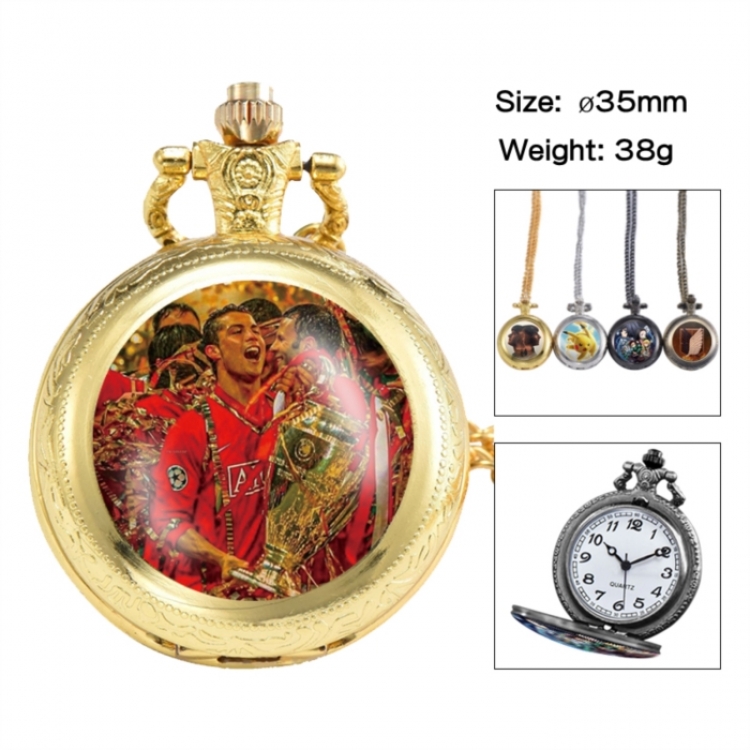 Cristiano Ronaldo Anime peripheral European and American retro flip pocket watch 35mm