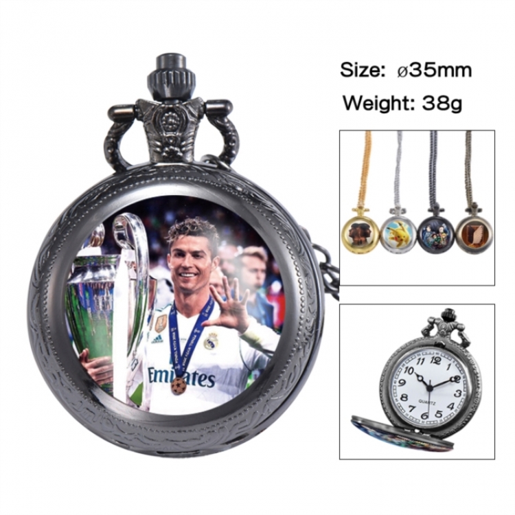 Cristiano Ronaldo Anime peripheral European and American retro flip pocket watch 35mm