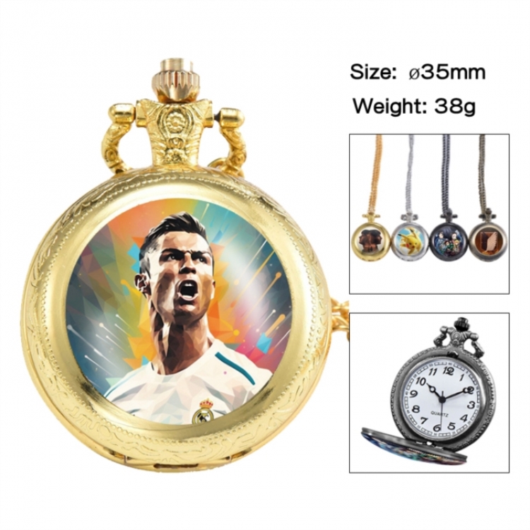 Cristiano Ronaldo Anime peripheral European and American retro flip pocket watch 35mm