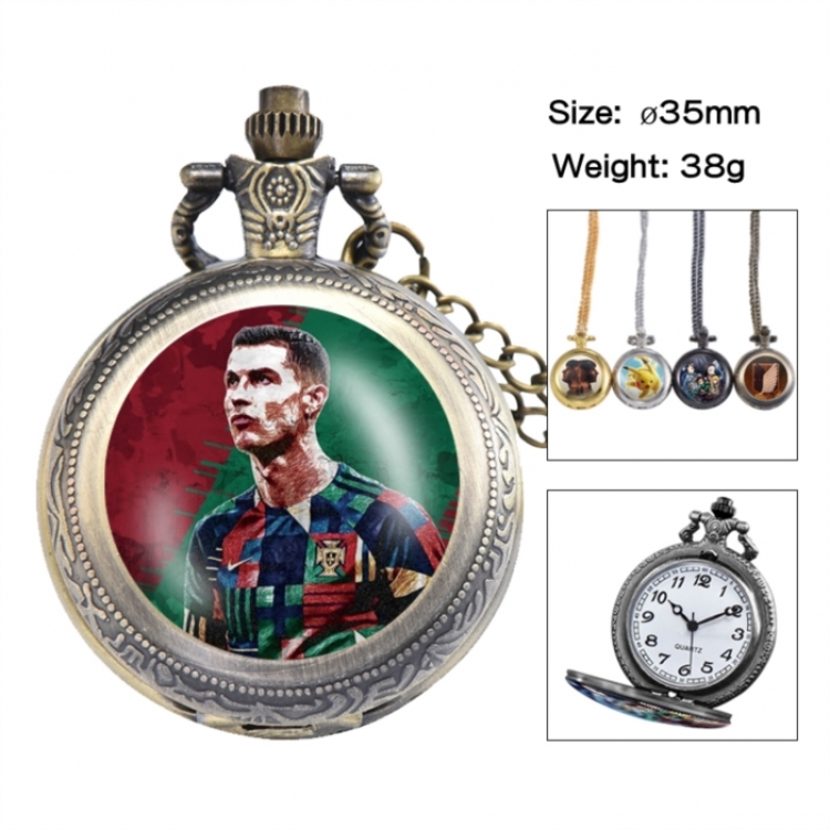 Cristiano Ronaldo Anime peripheral European and American retro flip pocket watch 35mm