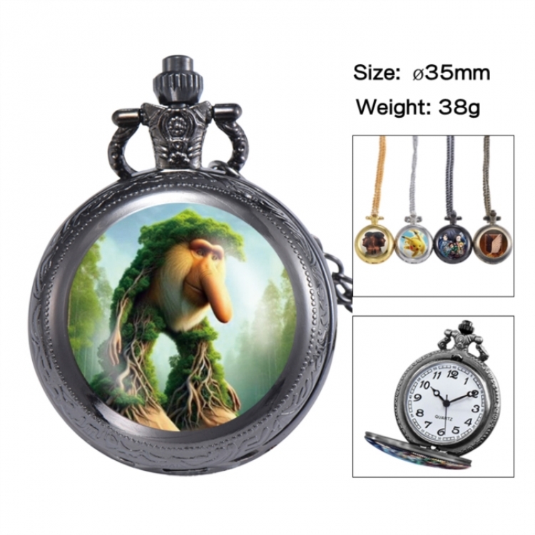 Italian-Brainrot Anime peripheral European and American retro flip pocket watch 35mm