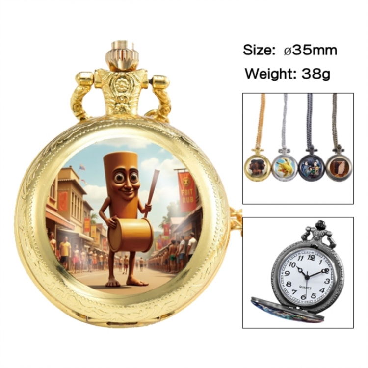 Italian-Brainrot Anime peripheral European and American retro flip pocket watch 35mm